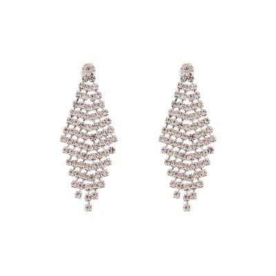 Rhodium Diamante Drop Tier Earrings