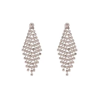 Rhodium Diamante Drop Tier Earrings