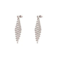 Rhodium Diamante Drop Tier Earrings