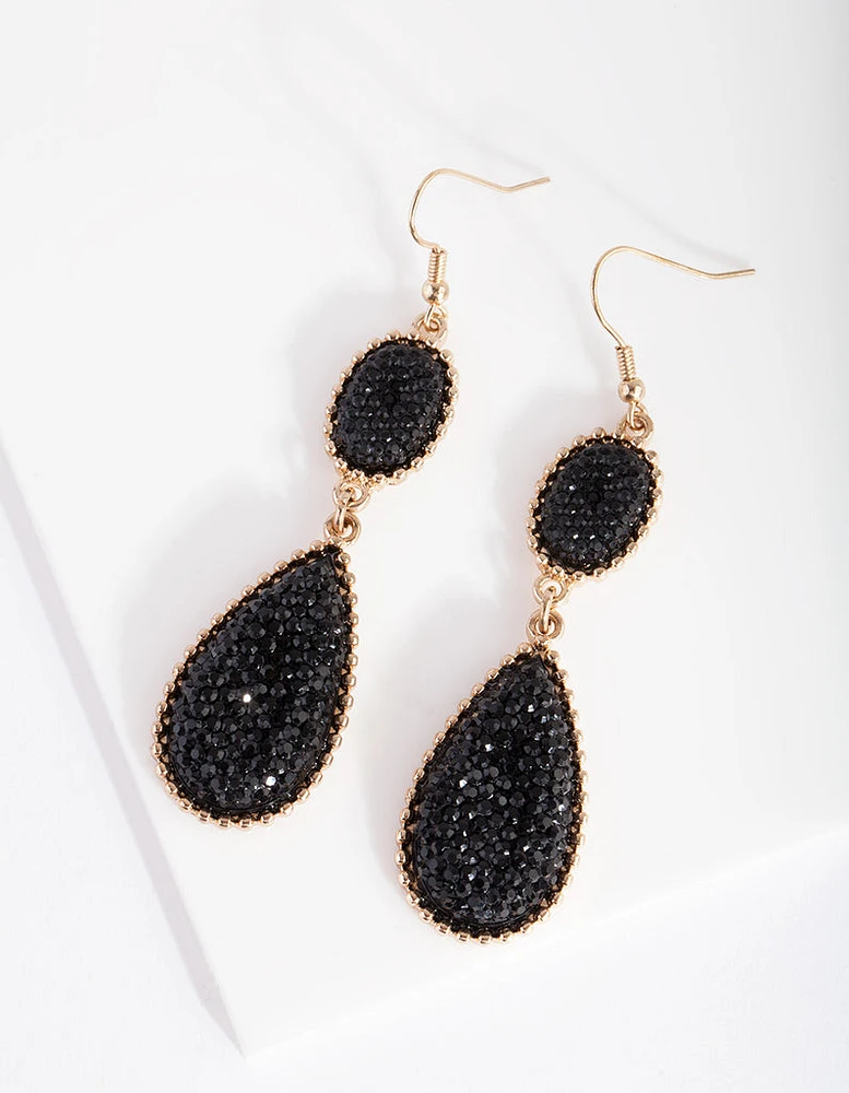 Black Gold Teardrop Jelly Earrings