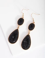 Black Gold Teardrop Jelly Earrings