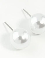 Round Pearl Stud Earrings