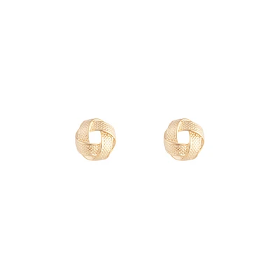 Gold Textured Knot Stud Earrings