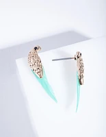 Gold Bird Feather Stud Earrings