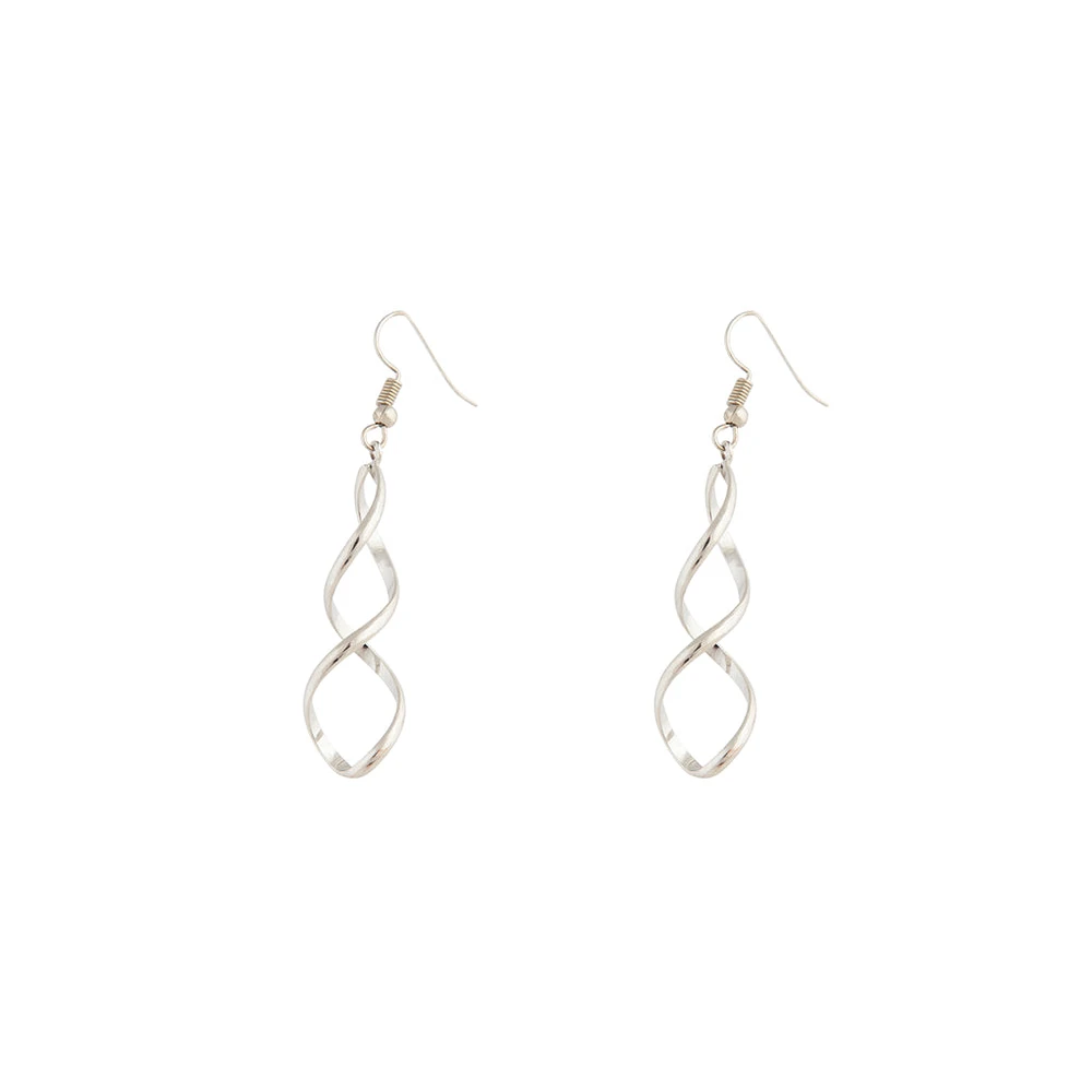 Silver Wave Drop Earrings