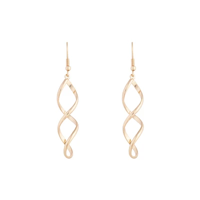 Gold Wave Drop Earrings