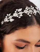 Silver Fine Floral Pearl Headband