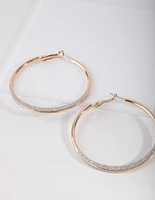 Gold Flat Edge Hoop With Glitter Trim Detail