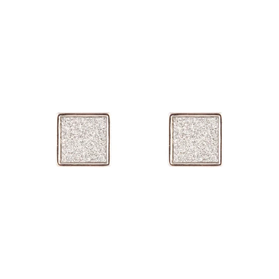 Silver Glitter Inlay Square Earrings