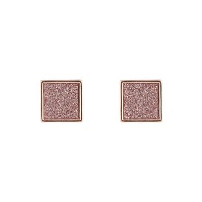 Rose Gold Glitter Inlay Square Earrings