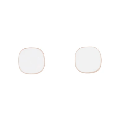 Rose gold Rounded Square White Enamel Stud