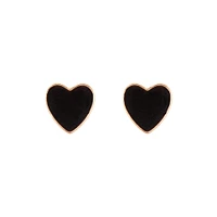 Gold Enamel Heart Stud Earrings