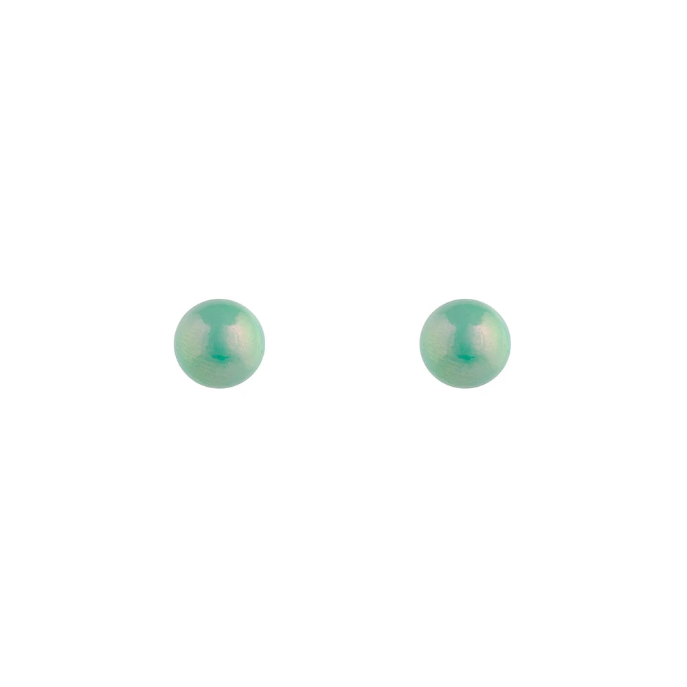 Shiny Green Ball Stud Earrings