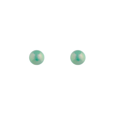 Shiny Green Ball Stud Earrings