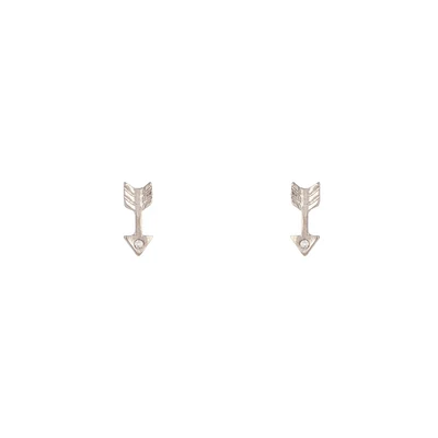 Silver Arrow Diamante Stud Earrings