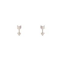 Silver Arrow Diamante Stud Earrings