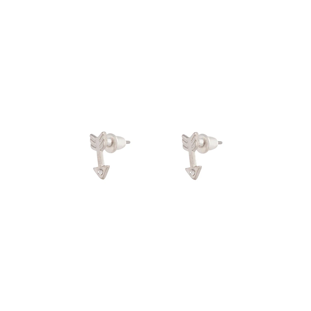 Silver Arrow Diamante Stud Earrings