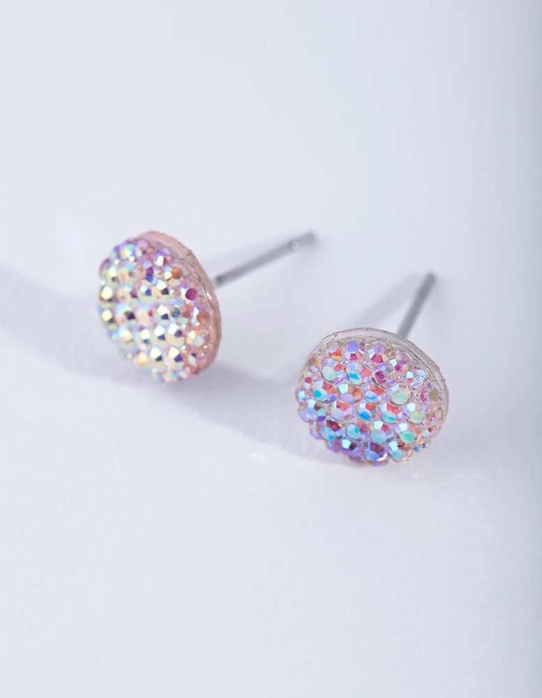 Round Pink Jelly Stud Earrings