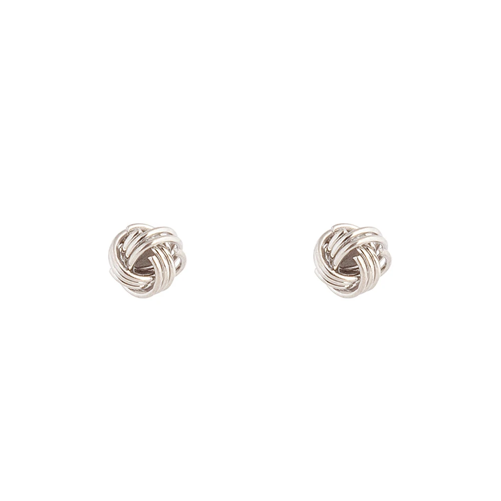 Silver Mini Knot Stud Earrings