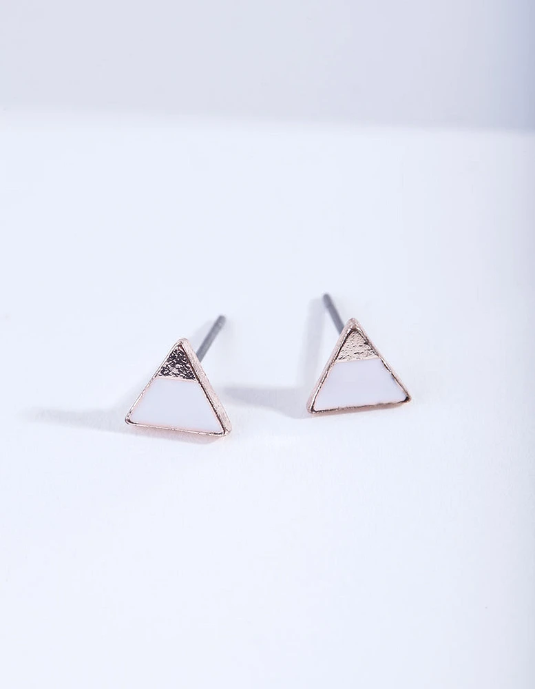 Metallic Tip Triangle Stud Earrings