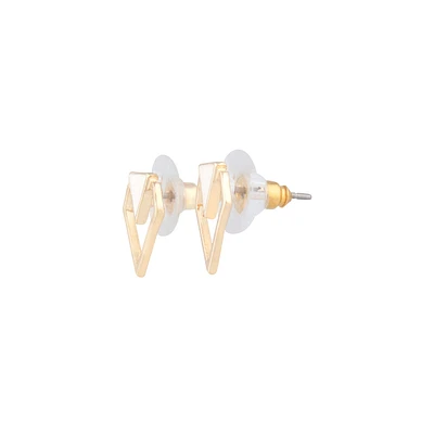 White & Gold Mini Geometric Stud