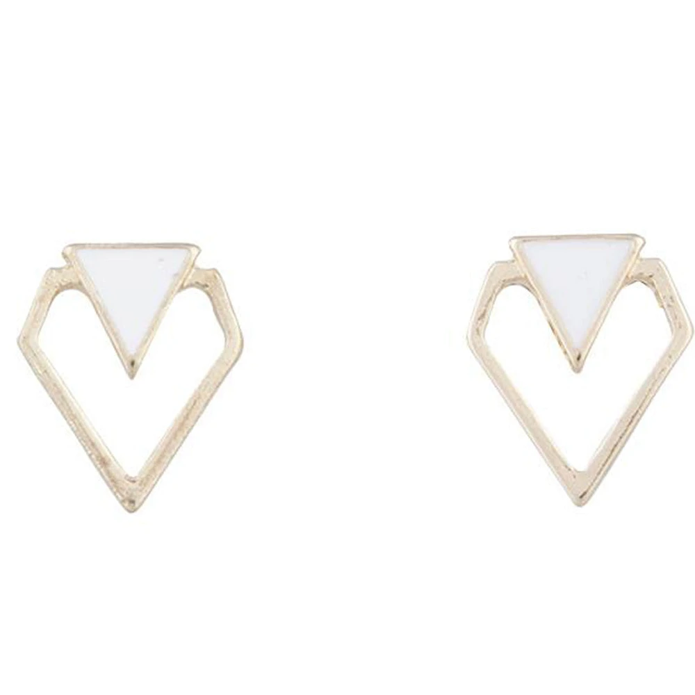 White & Gold Mini Geometric Stud