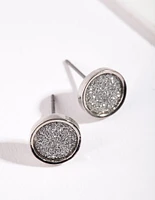 Round Silver Glitter Paper Earrings