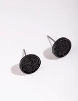 Mini Round Glitter Studs In Black