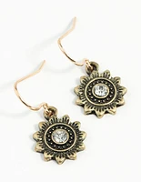 Gold Sun Drop Earrings