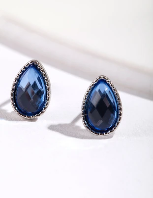 Blue Teardrop Stud Earrings