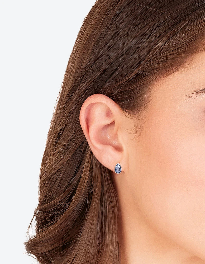 Blue Teardrop Stud Earrings