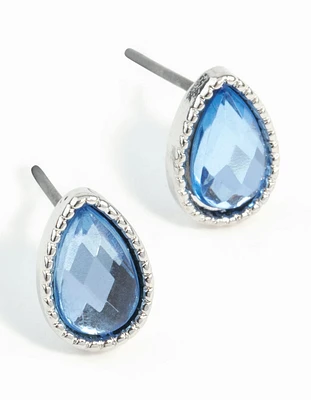 Blue Teardrop Stud Earrings