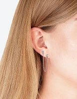 Silver Double Diamante Chain Earrings