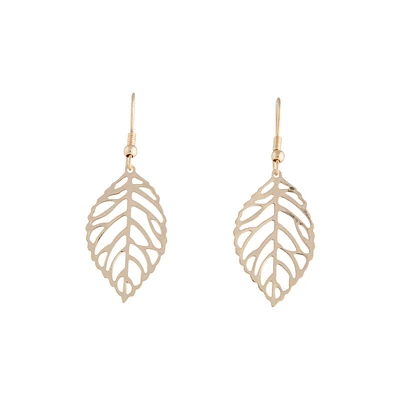 Gold Filigree Leaf Drop Earrings