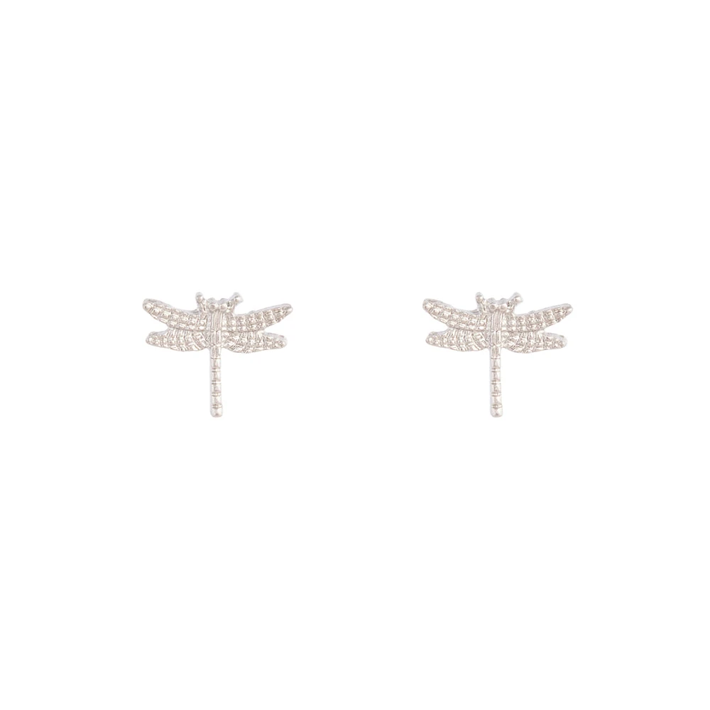 Silver Dragonfly Stud Earrings