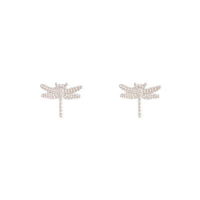 Silver Dragonfly Stud Earrings