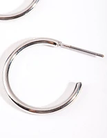 Silver Small Plain Hoop Earrings