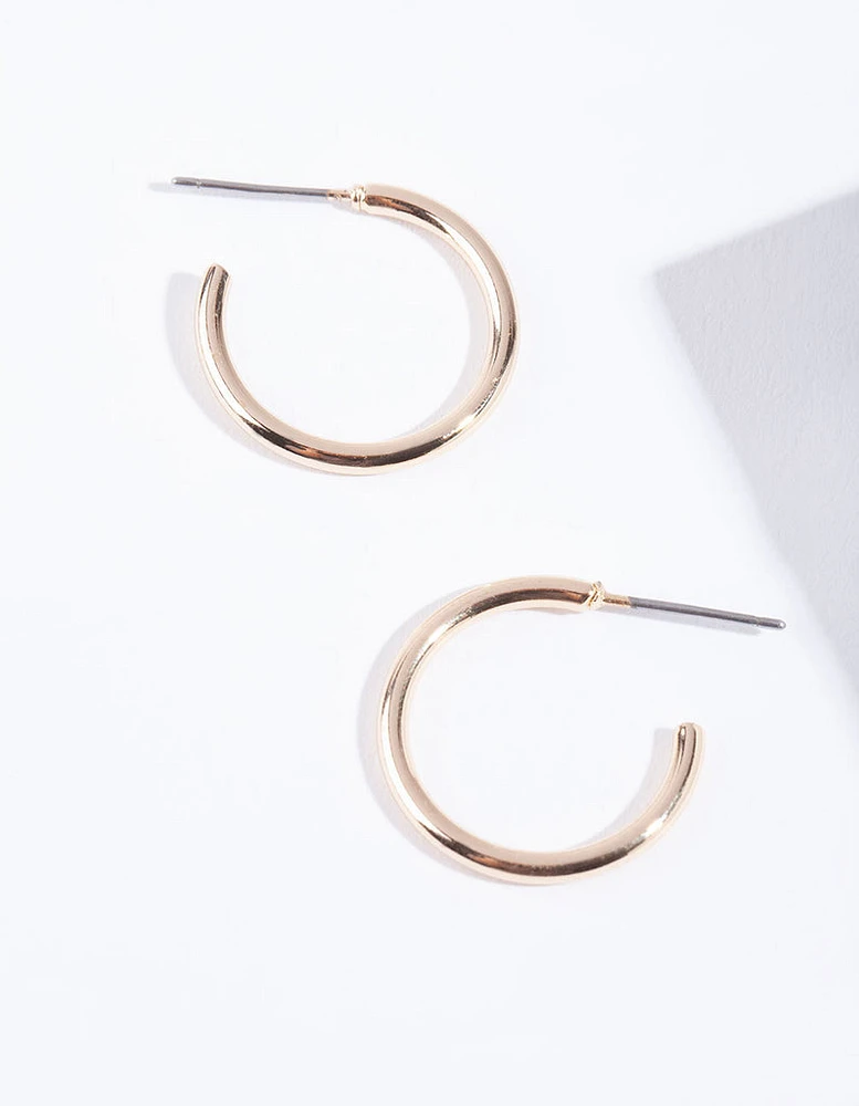 Gold Small Plain Hoop Earrings