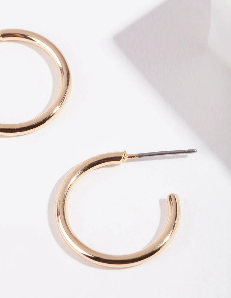 Gold Small Plain Hoop Earrings