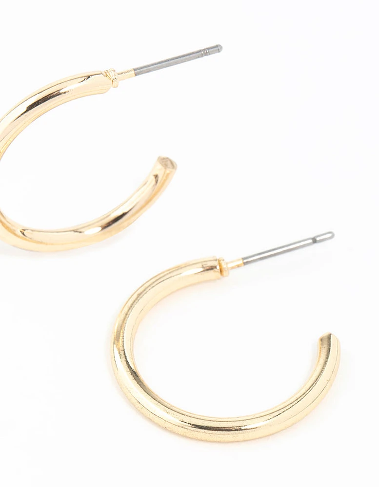 Gold Small Plain Hoop Earrings