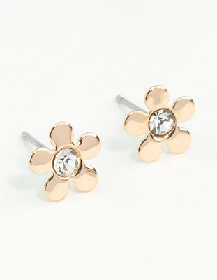 Gold Mini 70s Dia Flower Stud Earrings