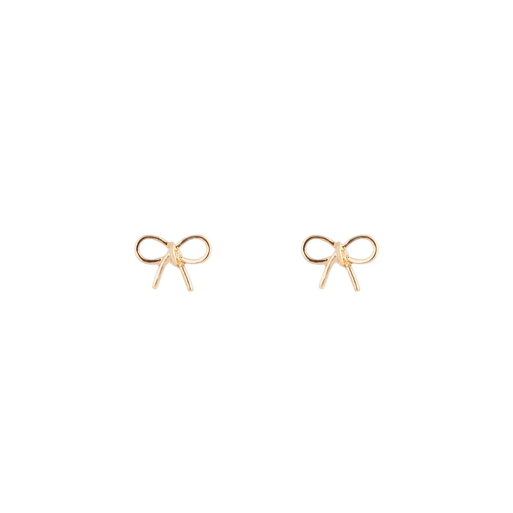 Gold Twist Bow Stud Earrings