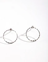 Rhodium Open Circle Stud Earrings