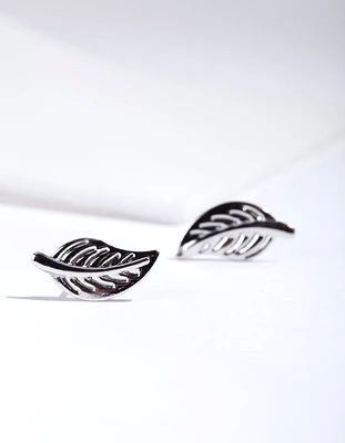 Silver Mini Leaf Stud Earrings