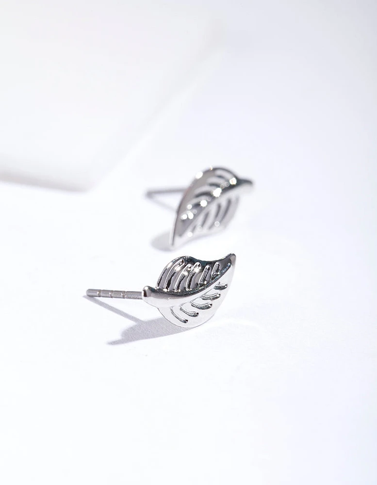 Silver Mini Leaf Stud Earrings