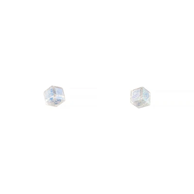 Clear Gem 3D Cube Stud Earrings