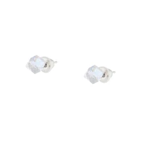 Clear Gem 3D Cube Stud Earrings