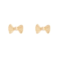 Gold Metal Bow Stud Earrings