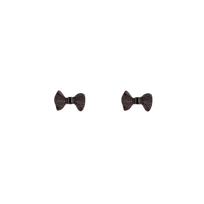 Solid Black Bow Tie Stud Earrings