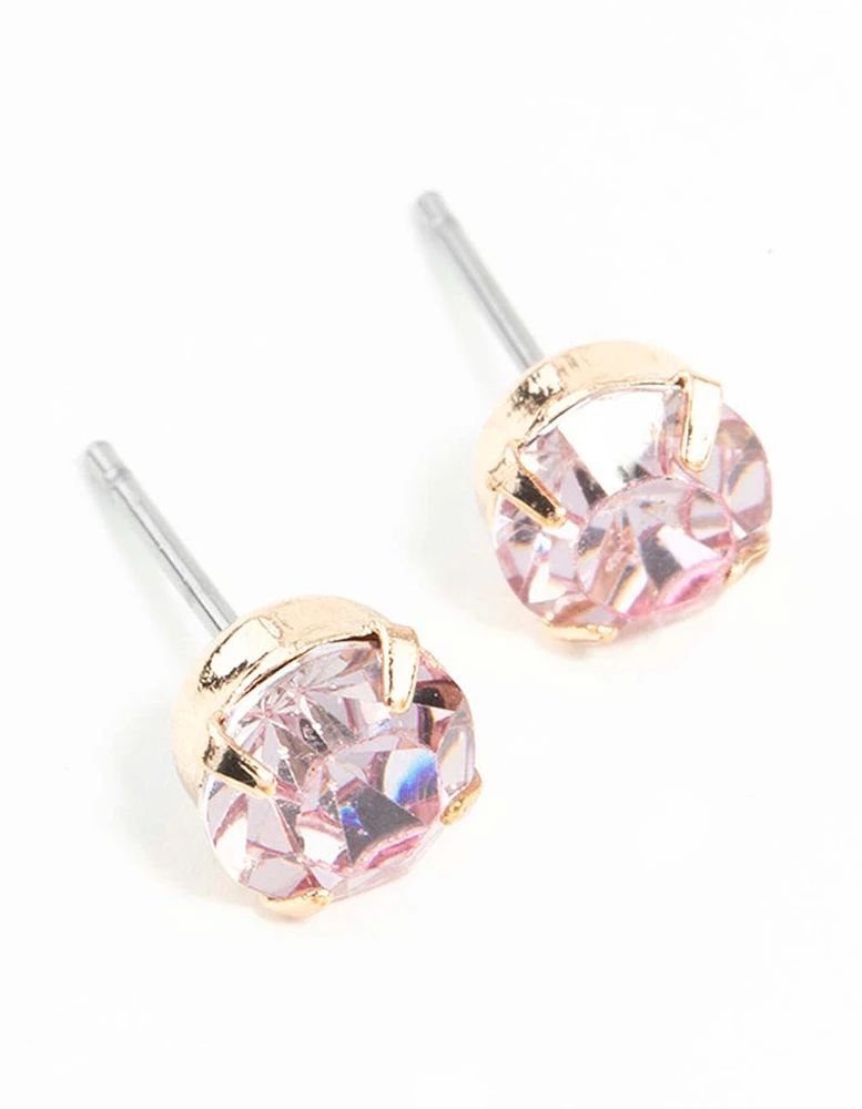 Pink Claw Diamante Stud Earrings